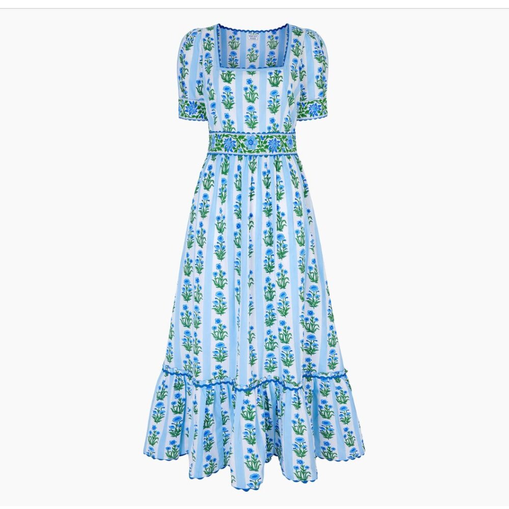 Pink City Prints Sky Lily Stripe Evelyn Dress XS NWT